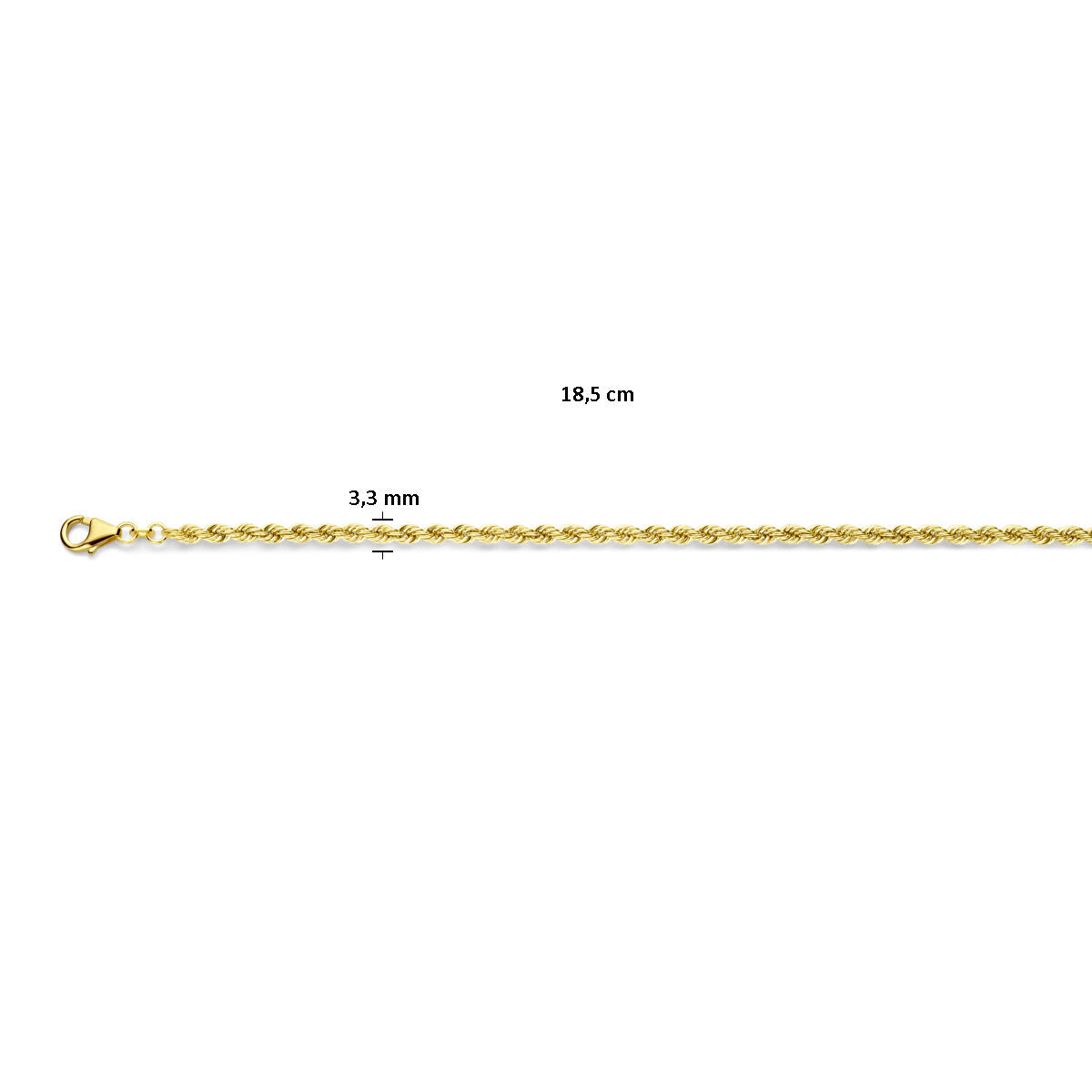 cordon 3,3 mm massif or jaune 14K