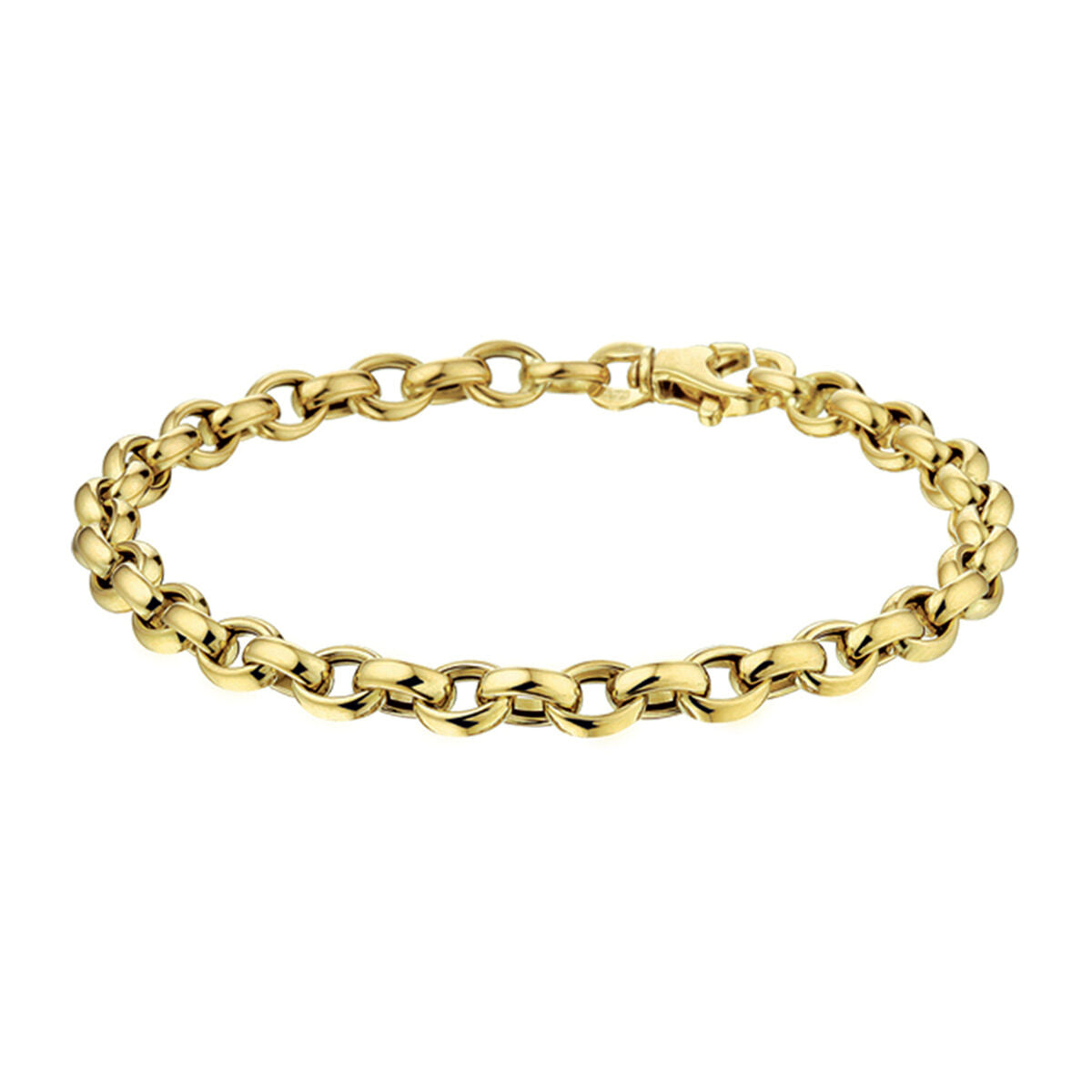 Bracelet jasseron en or jaune 14K de 5,0 mm et 19 cm de longueur.