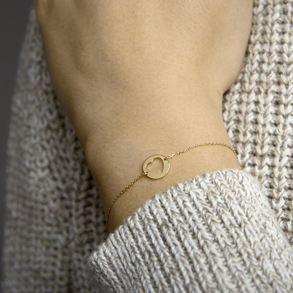 bracelet cœur 16,5 - 17,5 - 18,5 cm or jaune 14K