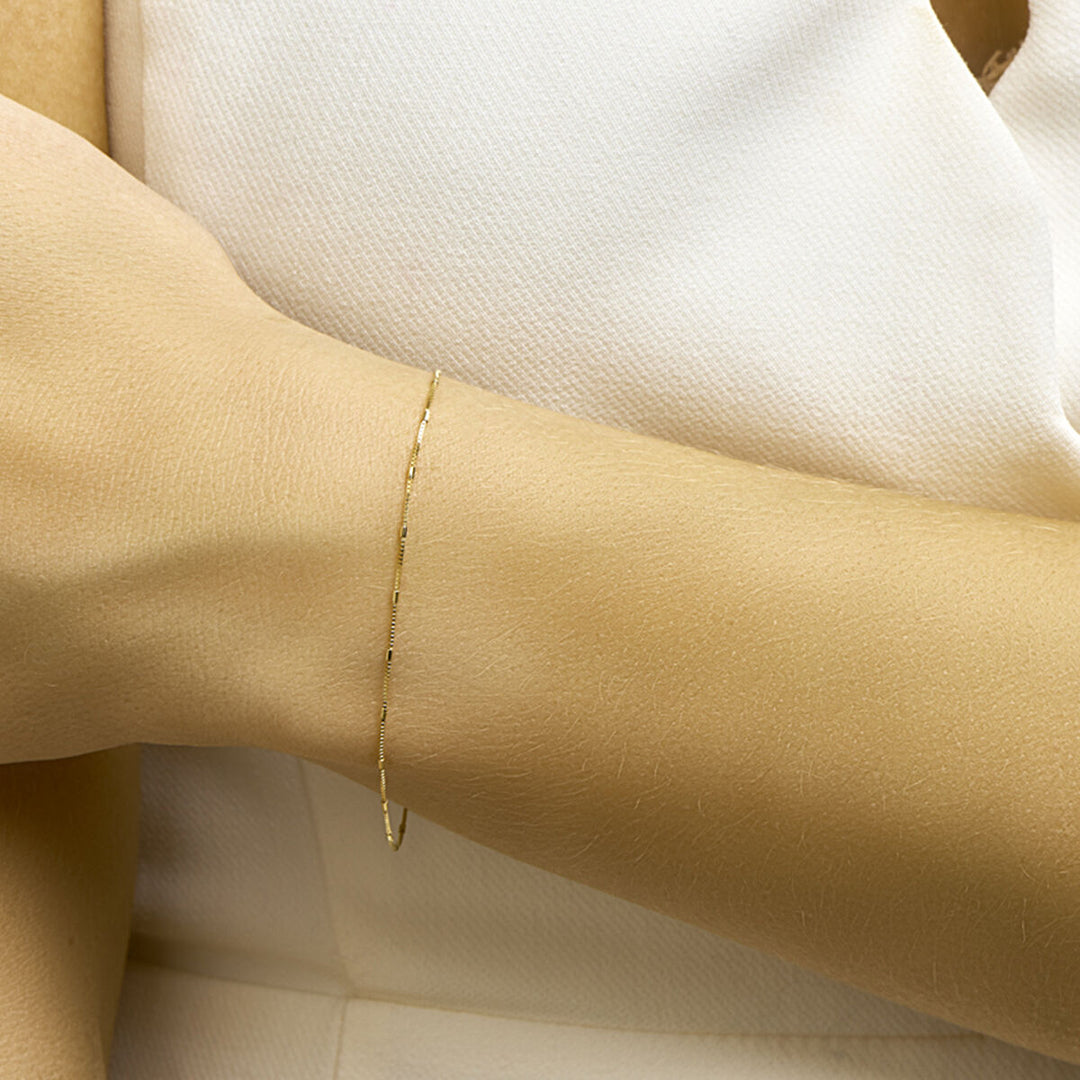 armband venetiaans en staafjes 0,9 mm 18 cm 14K geelgoud