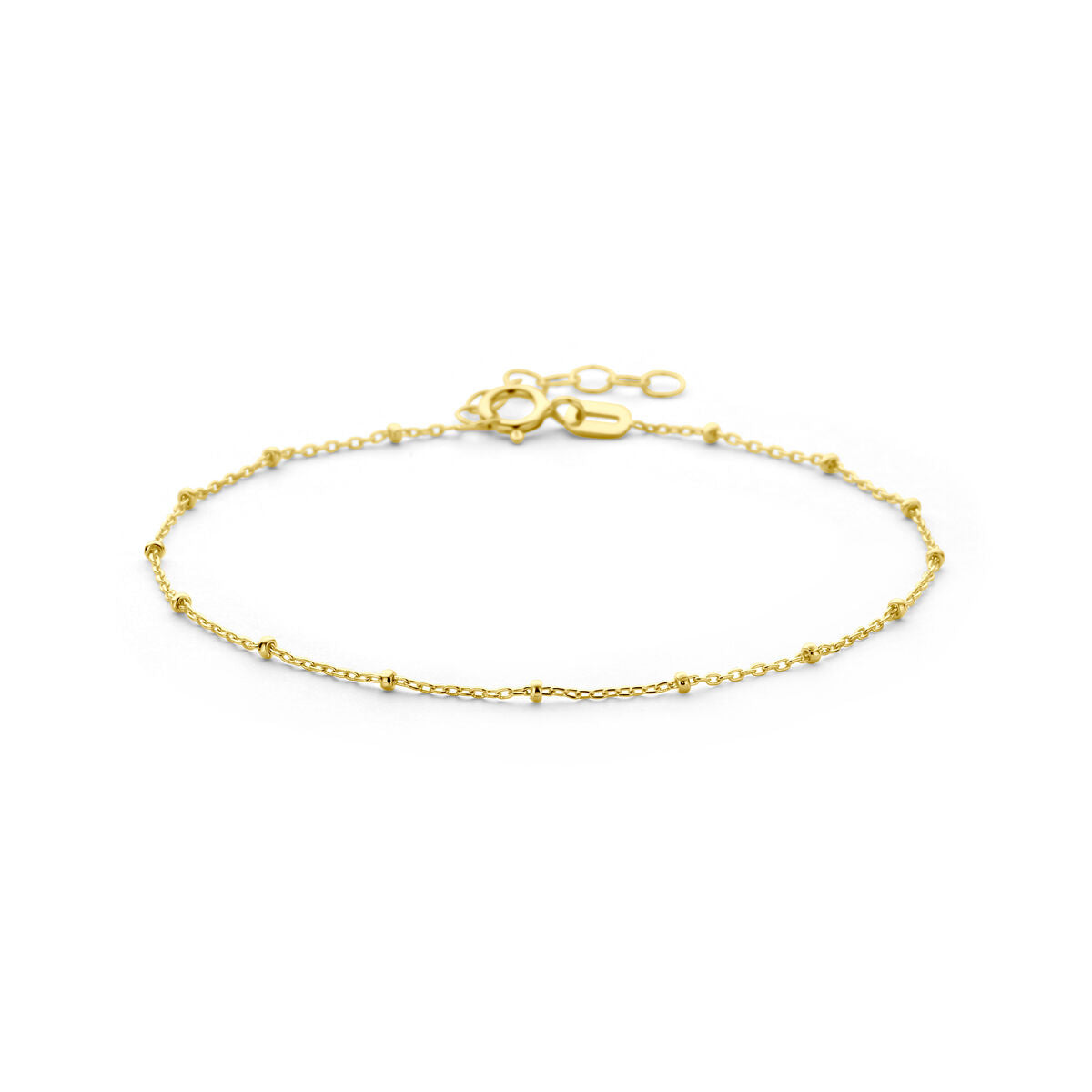 Bracelet en or jaune 14K avec des billes de 1,3 mm, longueur de 16 + 3 cm.