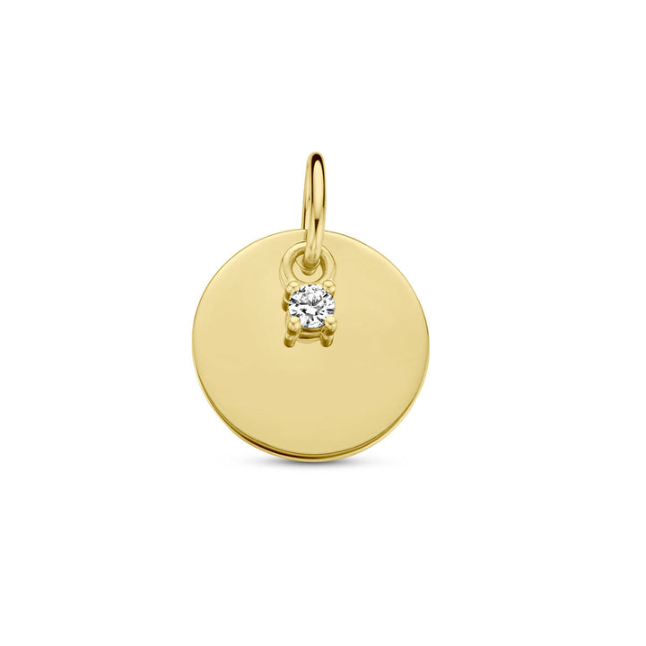 graveerhanger cirkel en diamant h si 14K geelgoud