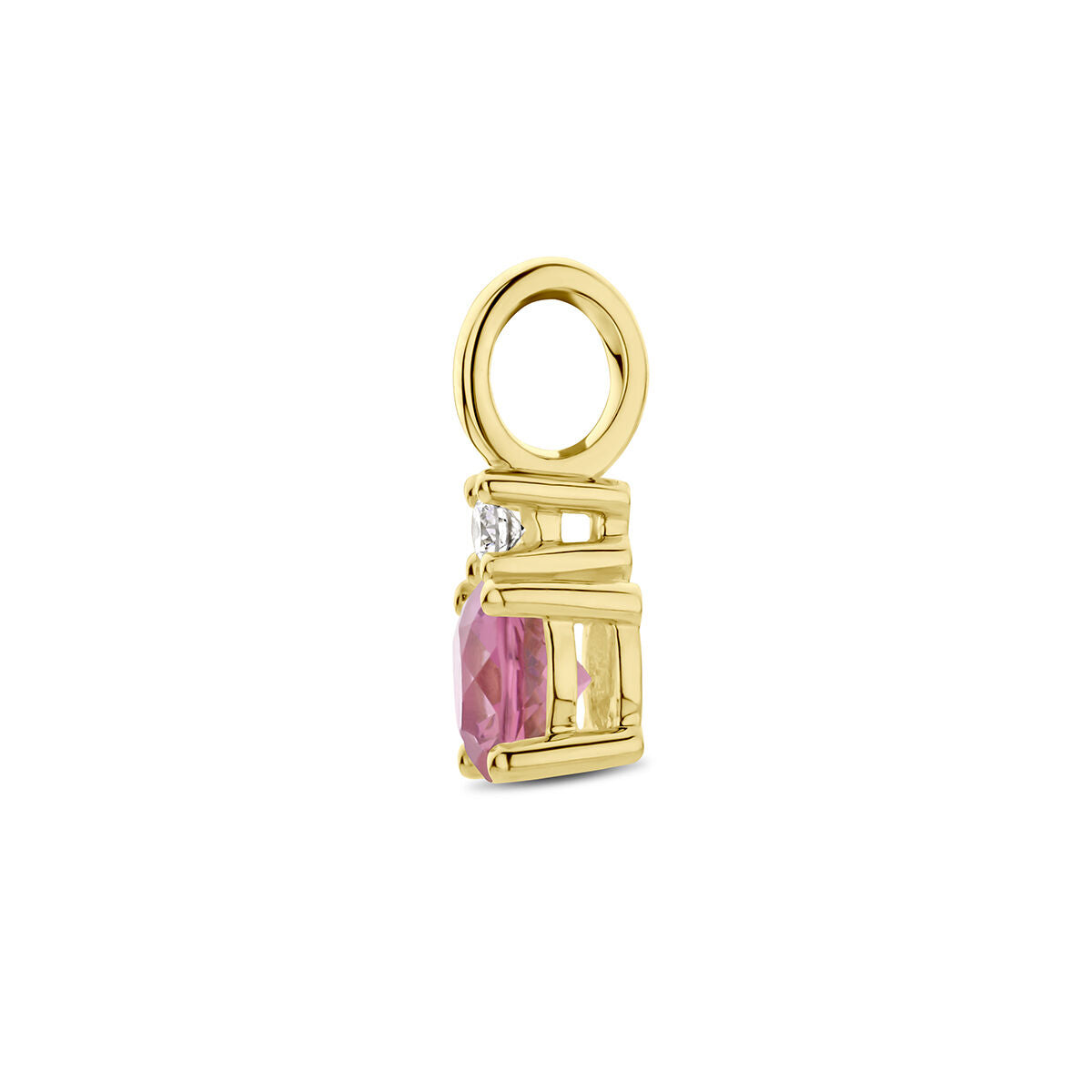 pendentif avec pierre de naissance et diamant 0.02ct h p1 or jaune 14K