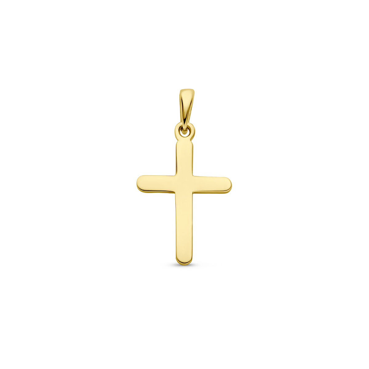 pendentif croix en or jaune 14K, finition lisse et brillante.