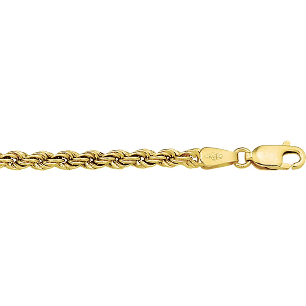 Bracelet en or jaune 14 carats de 3,3 mm avec fermoir.