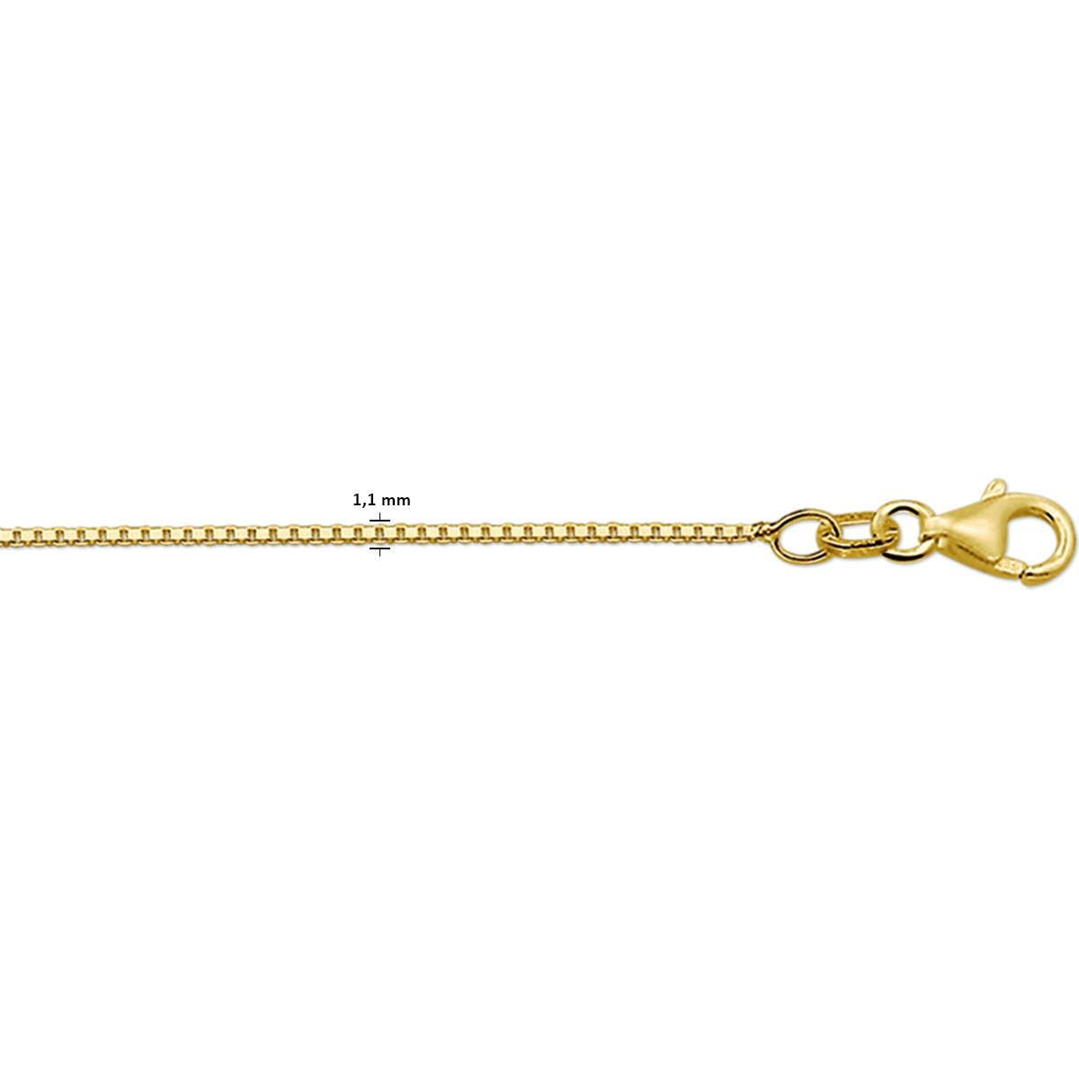 Collier vénitien en or jaune 14K de 1,1 mm avec fermoir.