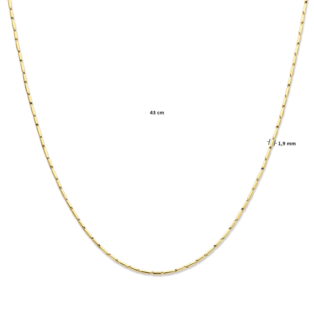 collier 1,9 mm 43 cm or jaune 14K