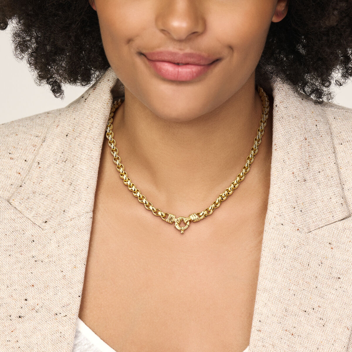 collier jasseron 7 mm 45 cm or jaune 14K