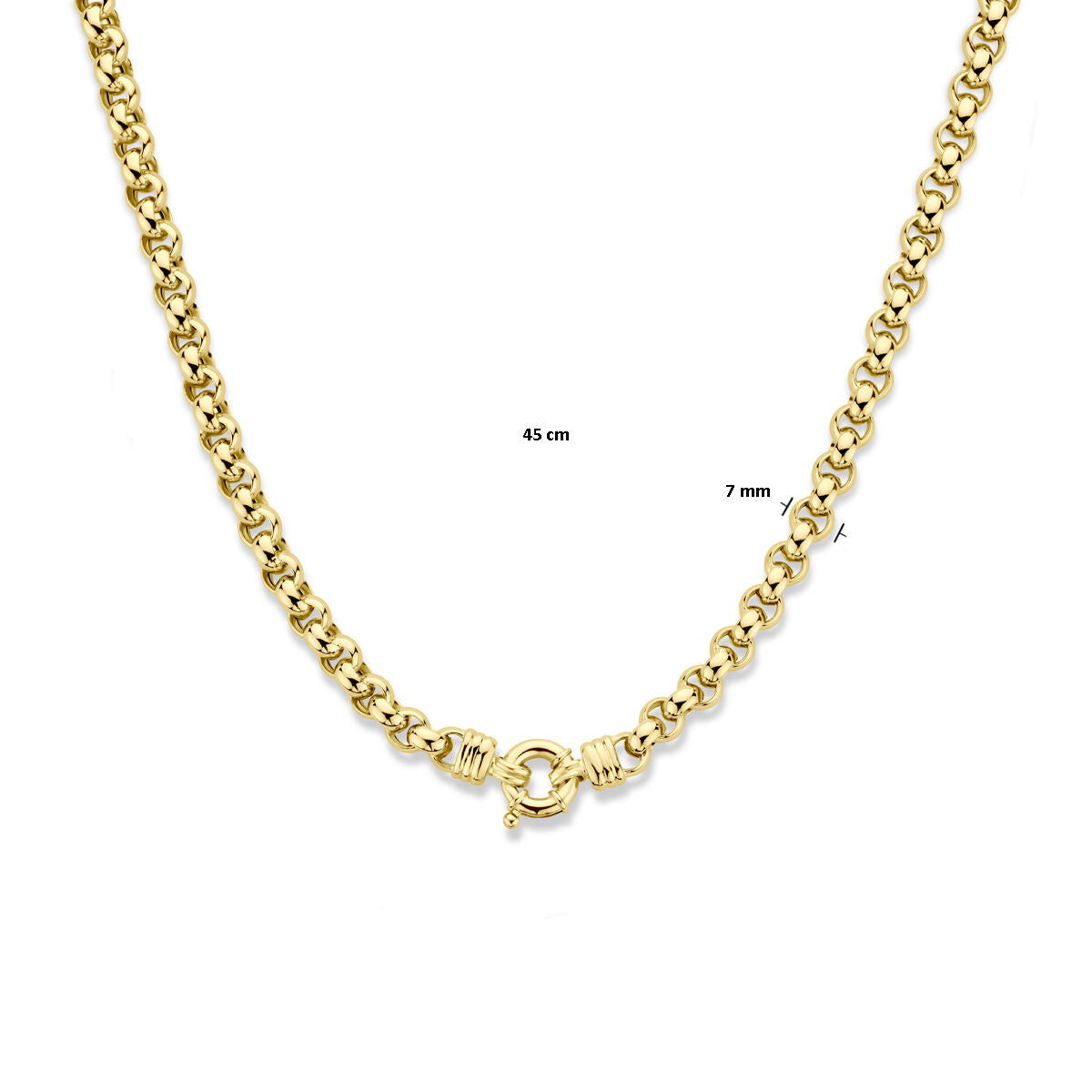 collier jasseron 7 mm 45 cm or jaune 14K