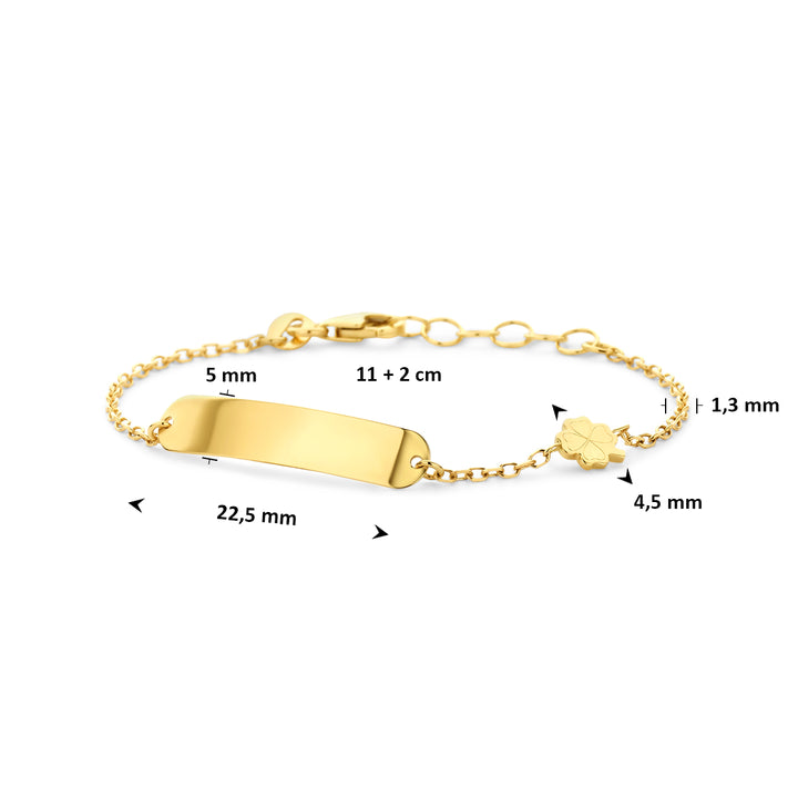 graveerarmband klavertje 14K geelgoud