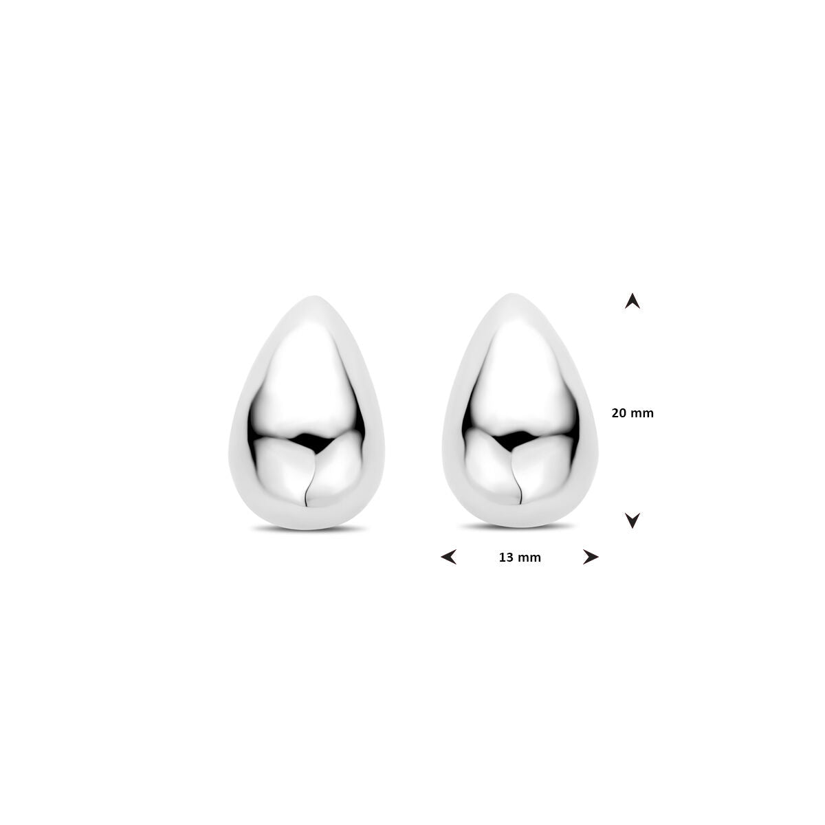 puces d'oreilles goutte 20 mm argent rhodié