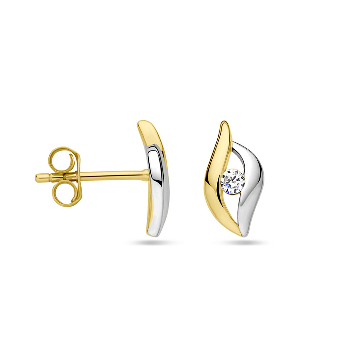puces d'oreilles zircone 1 micron argent plaqué or (jaune/rhodium)