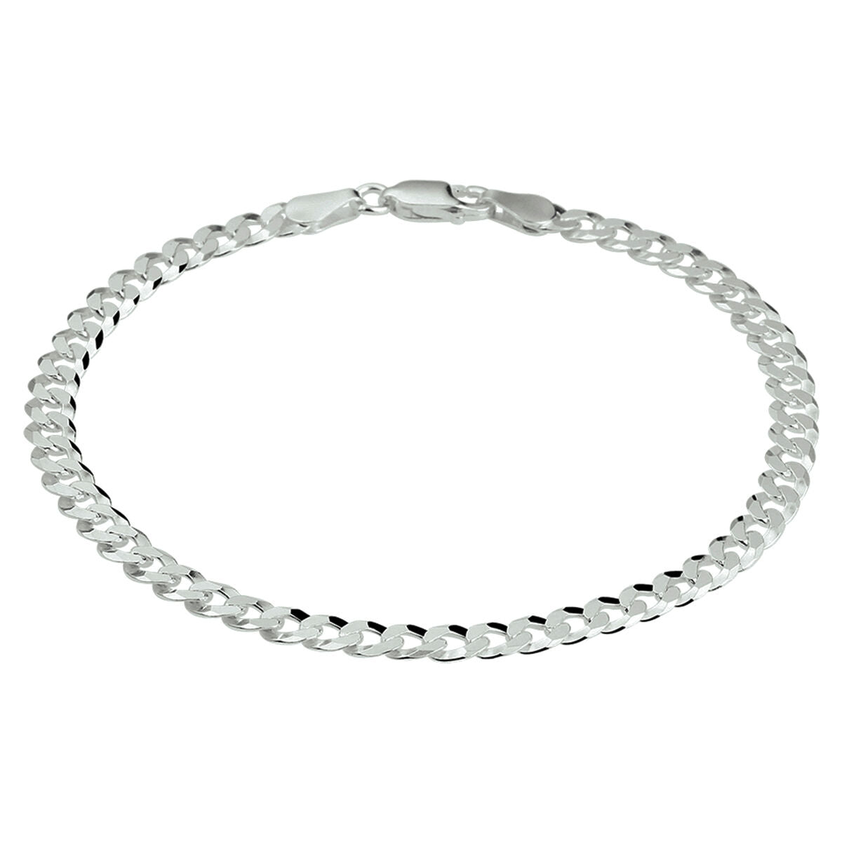 Bracelet en argent rhodié, 8 côtés taillés, largeur de 4,3 mm.