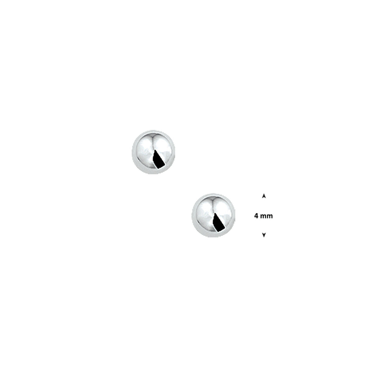 Boucles d'oreilles en argent rhodié, forme ronde, d'un diamètre de 4 mm.