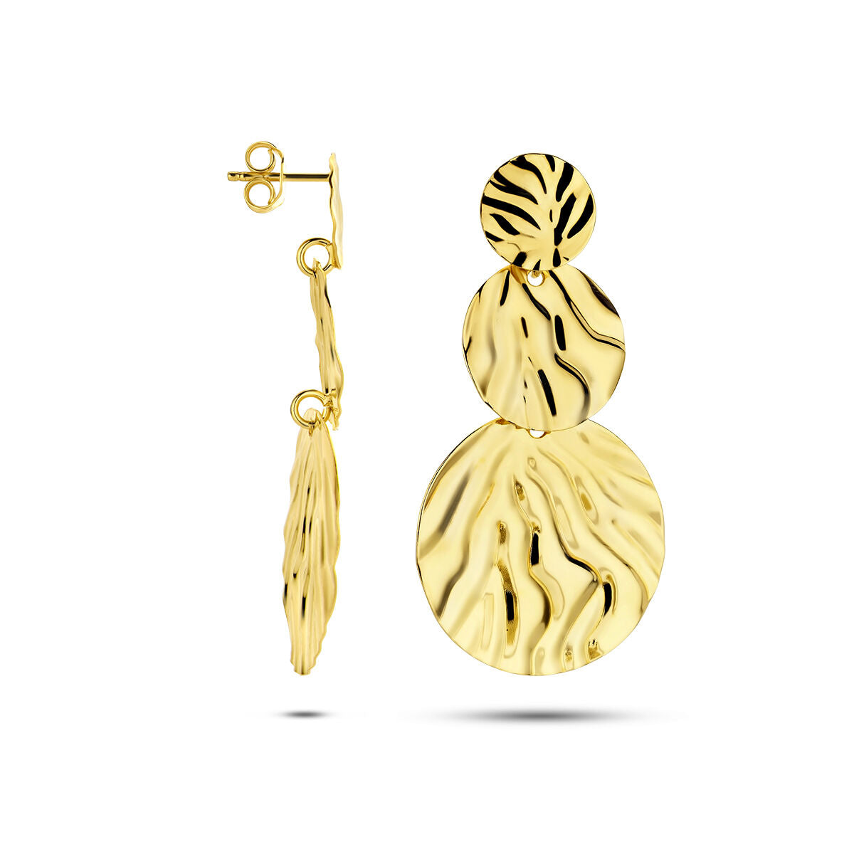 boucles d'oreilles relief 1 micron argent plaqué or (jaune)