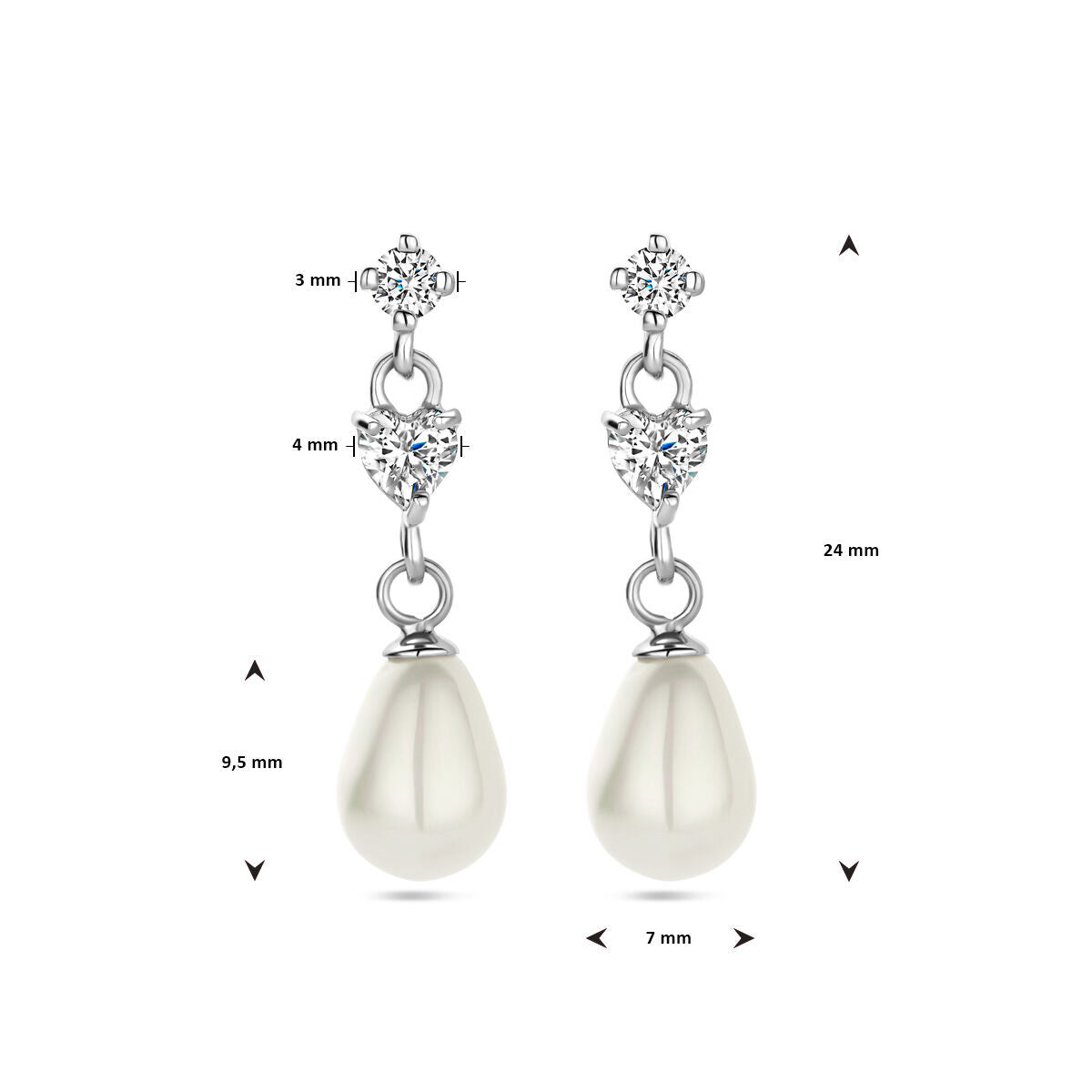 boucles d'oreilles perle zircone argent rhodié