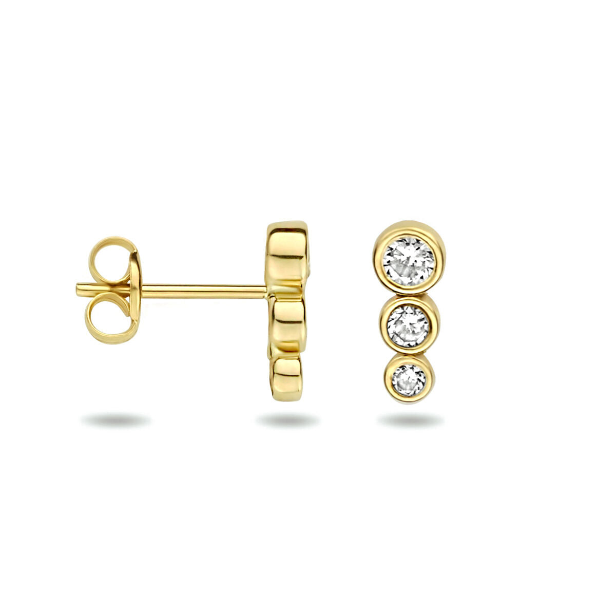 puces d'oreilles zircone 14K or jaune