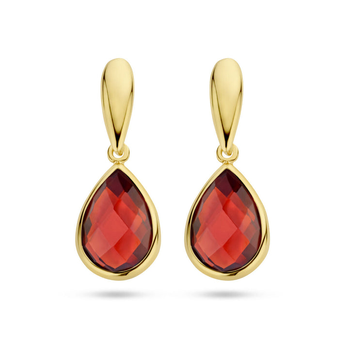 oorhangers granaat 14K geelgoud