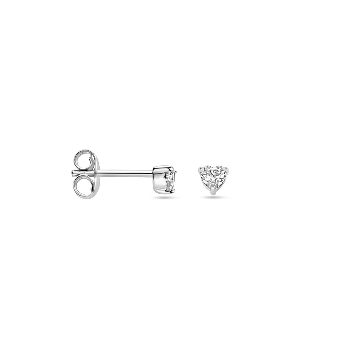 puces d'oreilles cœur zircone 3,5 mm argent rhodié