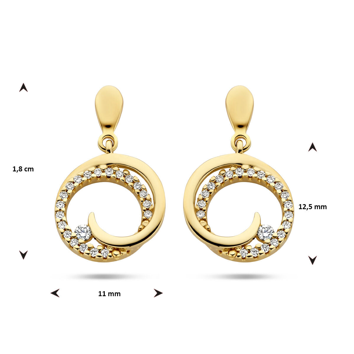 boucles d'oreilles rond diamant 0.14ct (2x0.07ct) h si or jaune 14K