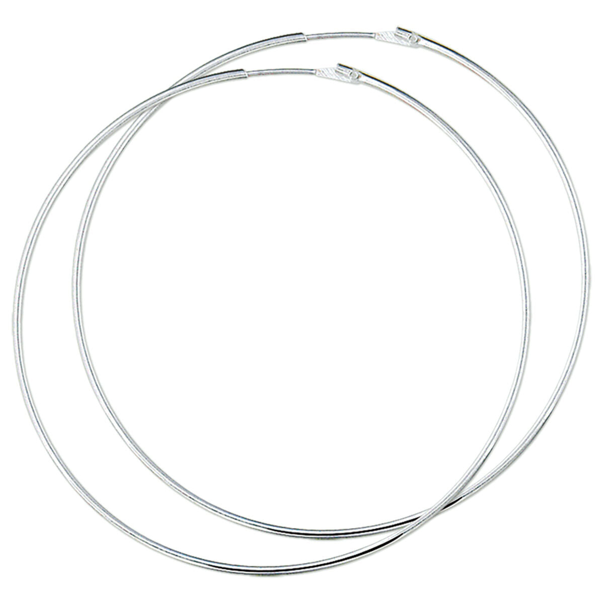 Boucles d'oreilles en argent blanc, rondes, de 1,5 mm de diamètre.