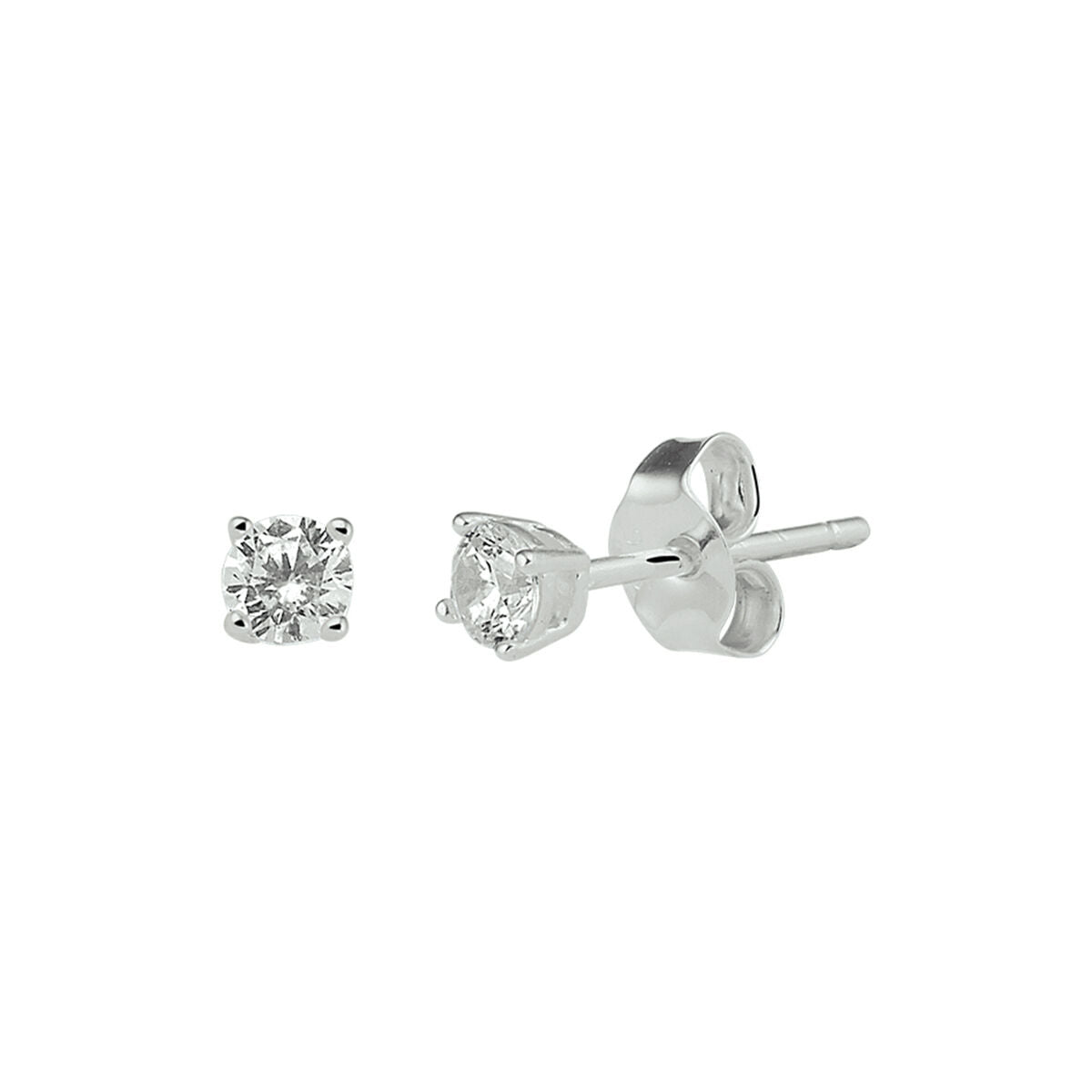 Boucles d'oreilles en argent avec zirconia blanche, forme carrée.