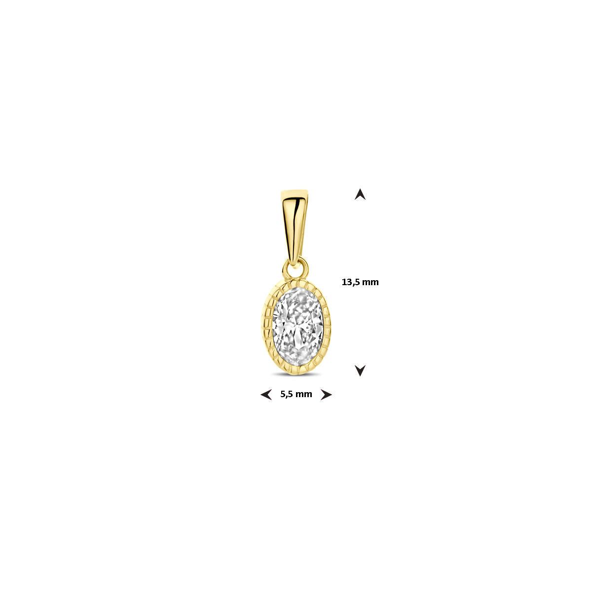pendentif zircone 13,5 mm or jaune