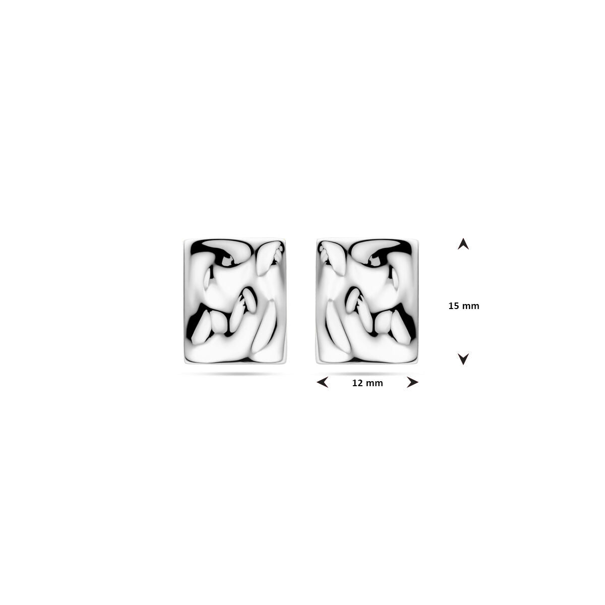 puces d'oreilles martelées 15 mm argent rhodié