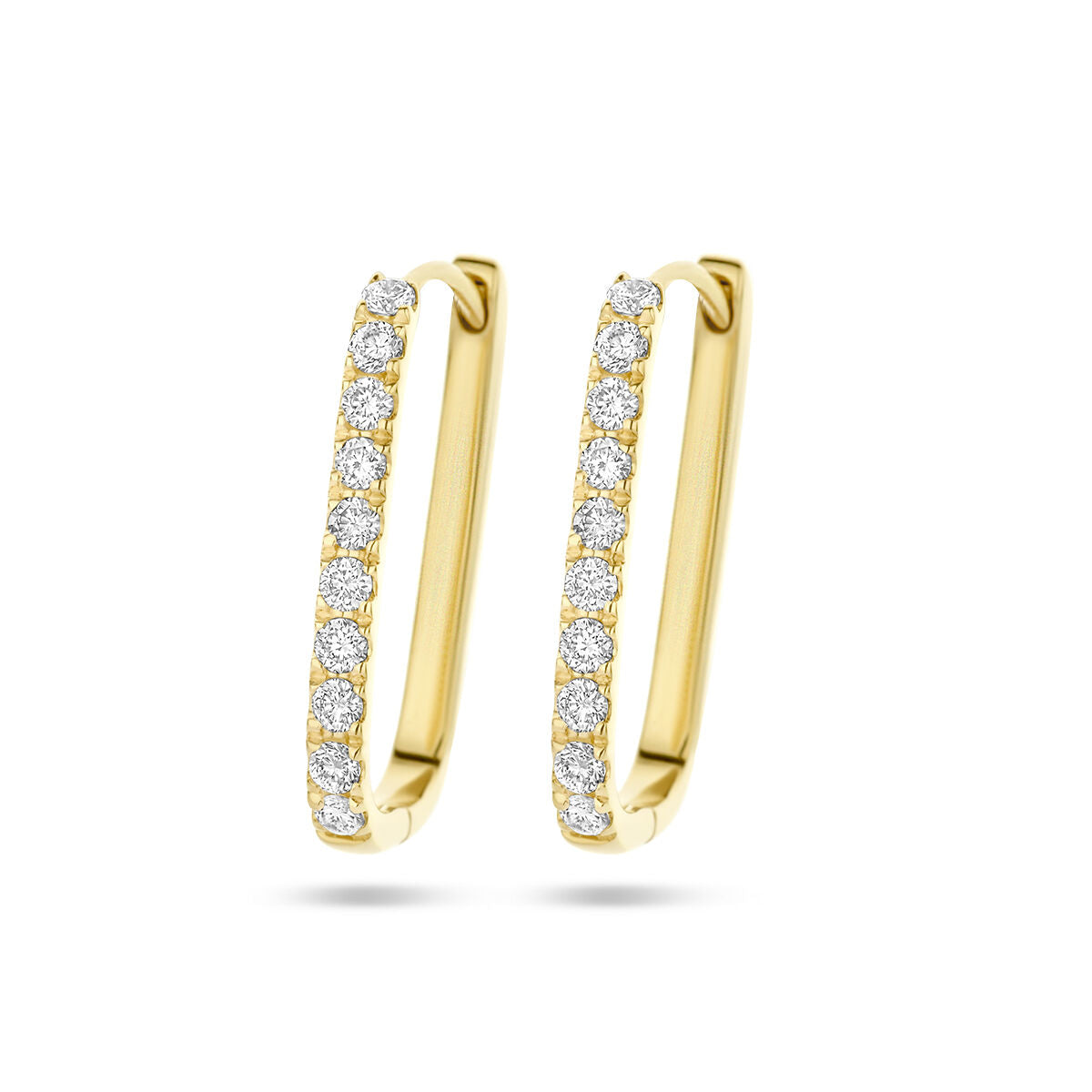 Boucles d'oreilles en or jaune 14K en forme de paperclip, ornées de diamants H SI de 0,22 ct.