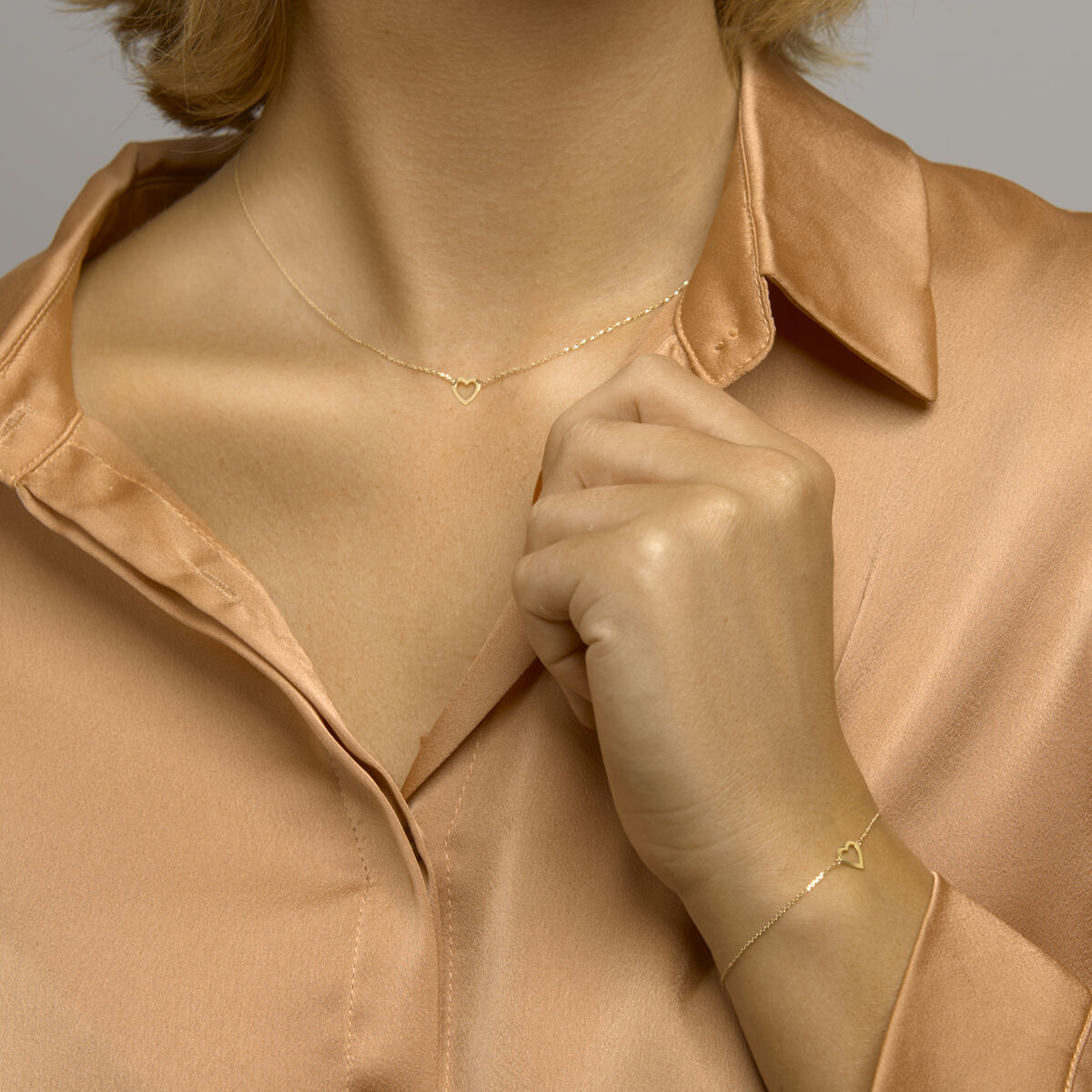 bracelet cœur 16,5 - 17,5 - 18,5 cm or jaune 14K