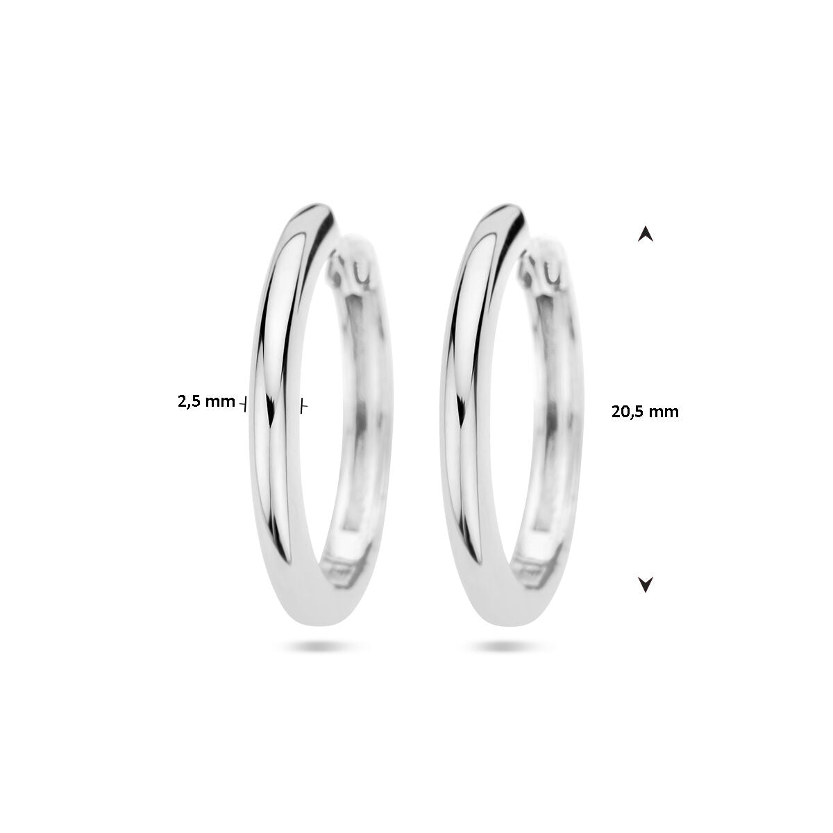 créoles 2,5 mm demi-rondes argent rhodié