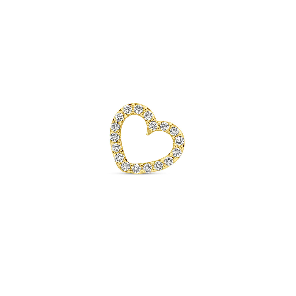 pendentif en forme de cœur en or jaune 14K, orné de diamants de 0,05 ct.