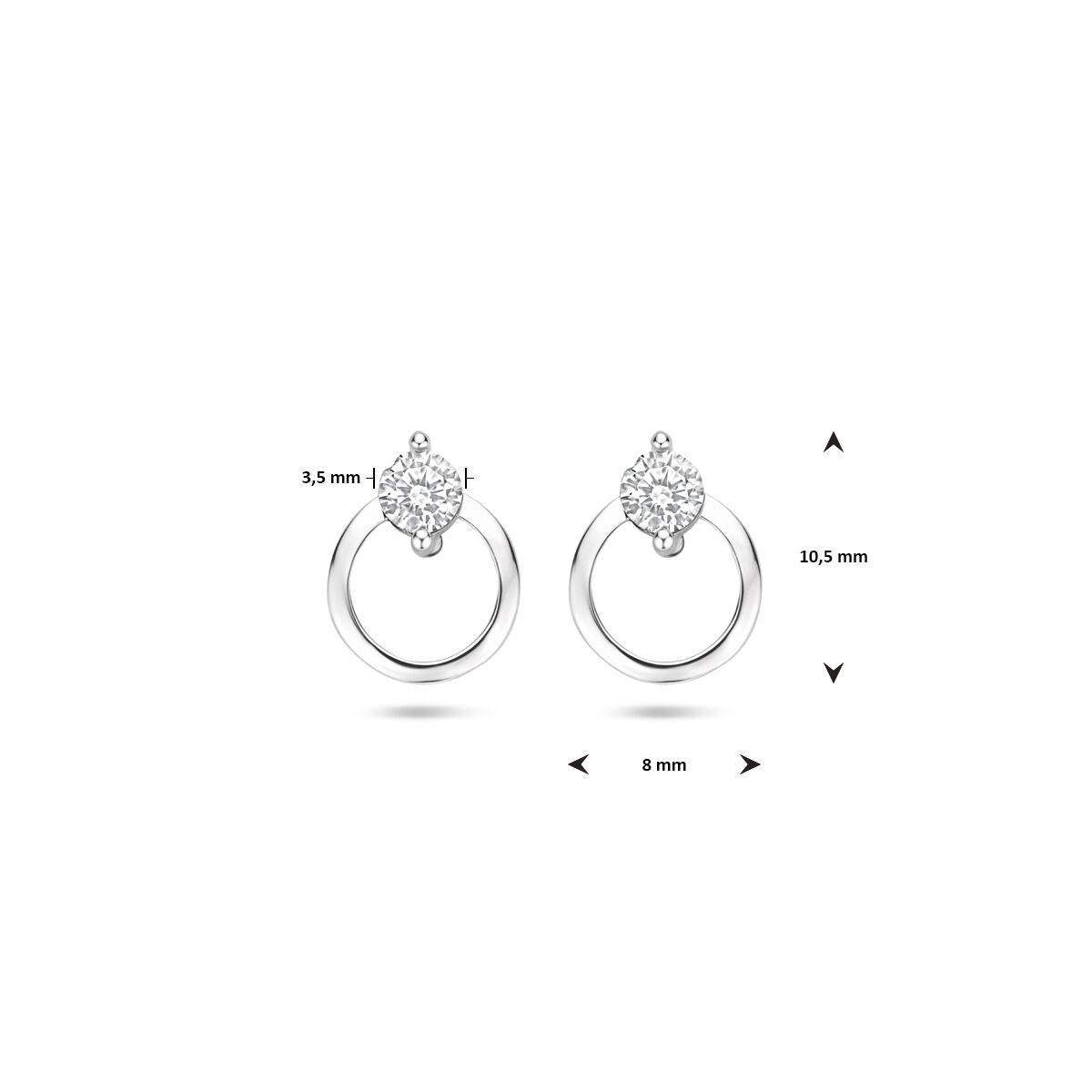 puces d'oreilles zircone 10,5 mm argent rhodié
