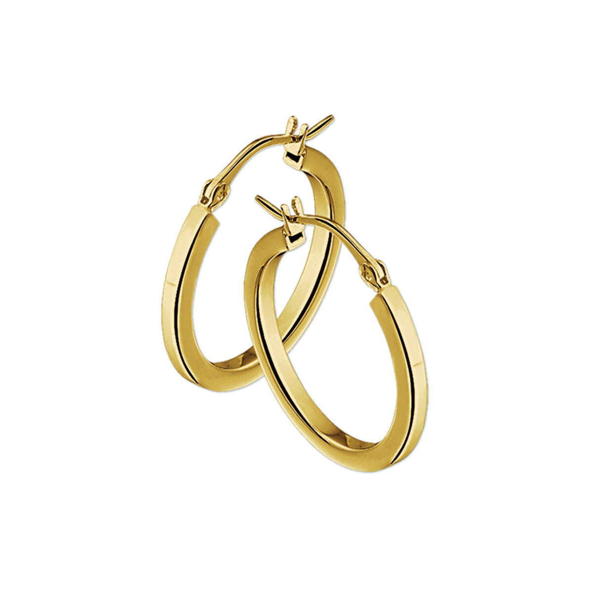 Boucles d'oreilles en or jaune 14K, forme carrée, largeur de 2,5 mm.