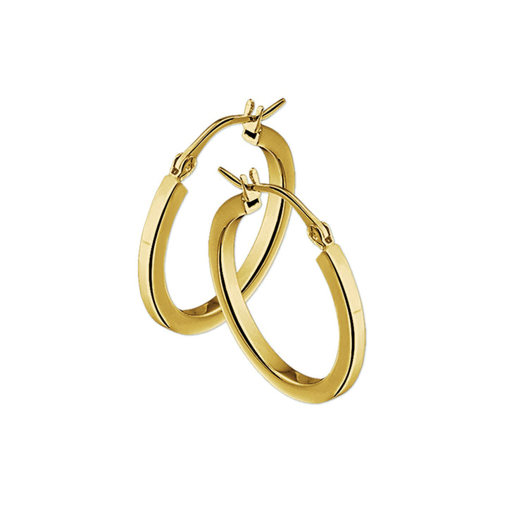 Boucles d'oreilles en or jaune 14K, forme carrée, largeur de 2,5 mm.