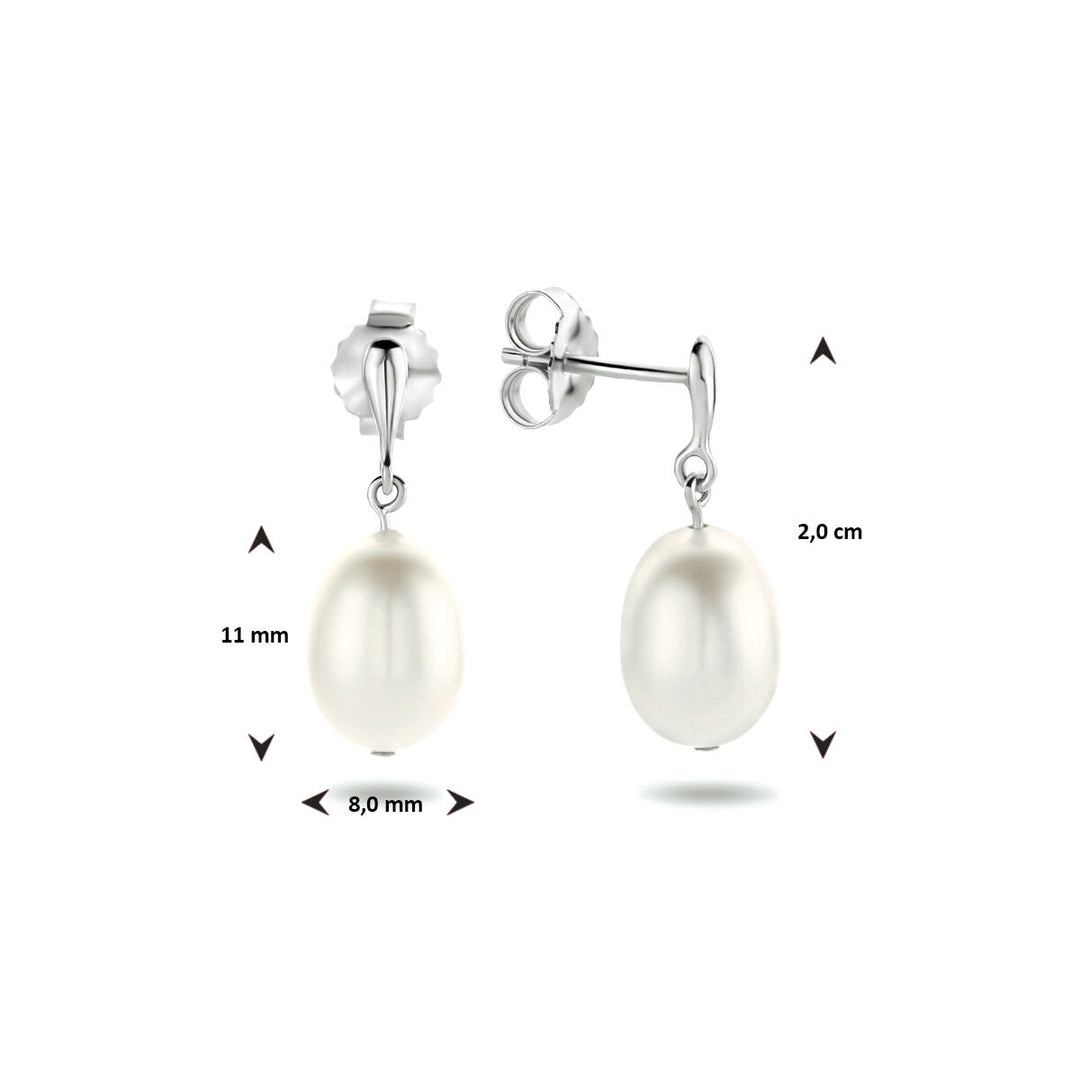 oorhangers parel zilver gerhodineerd