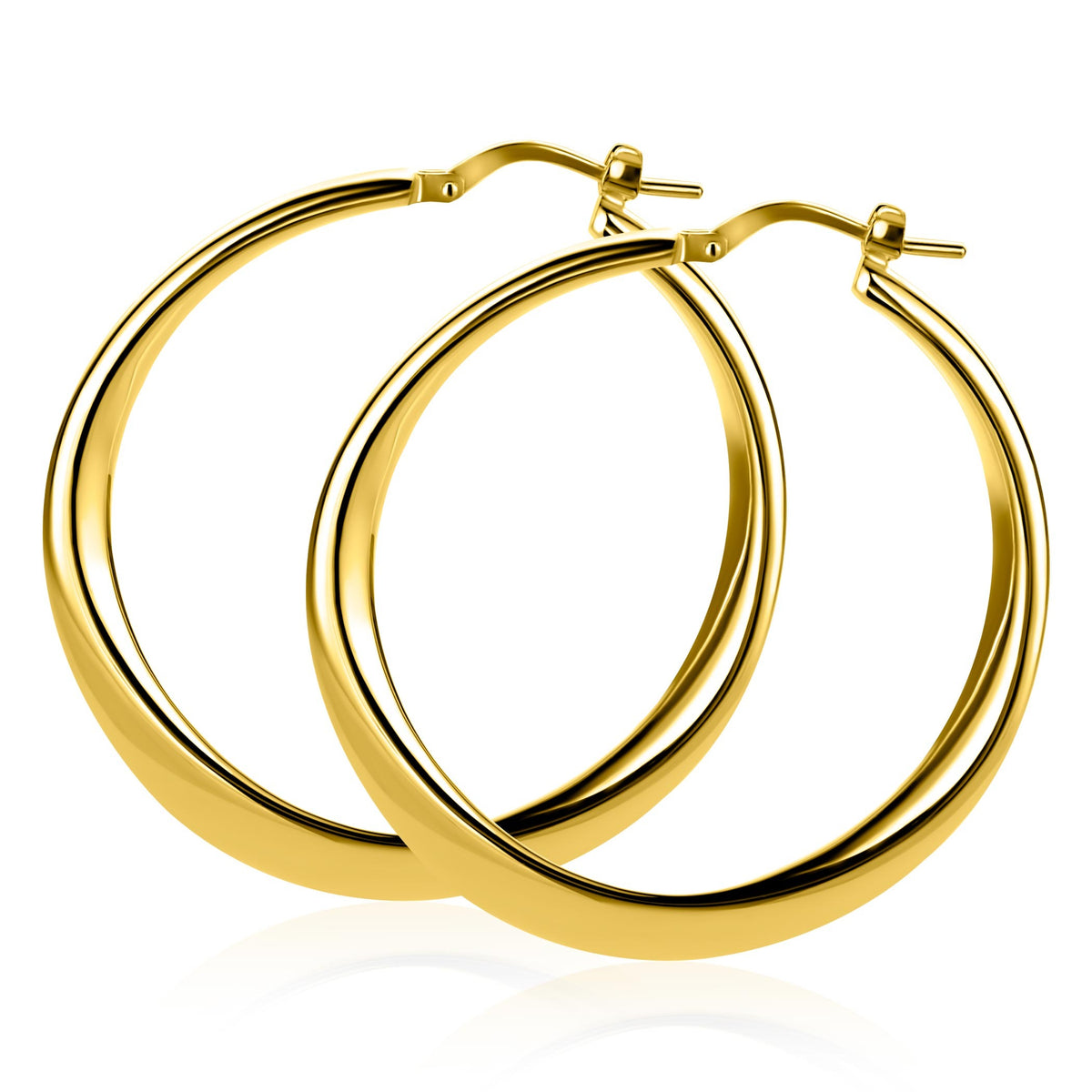 Boucles d'oreilles en argent plaqué or, de forme ronde et lisse.