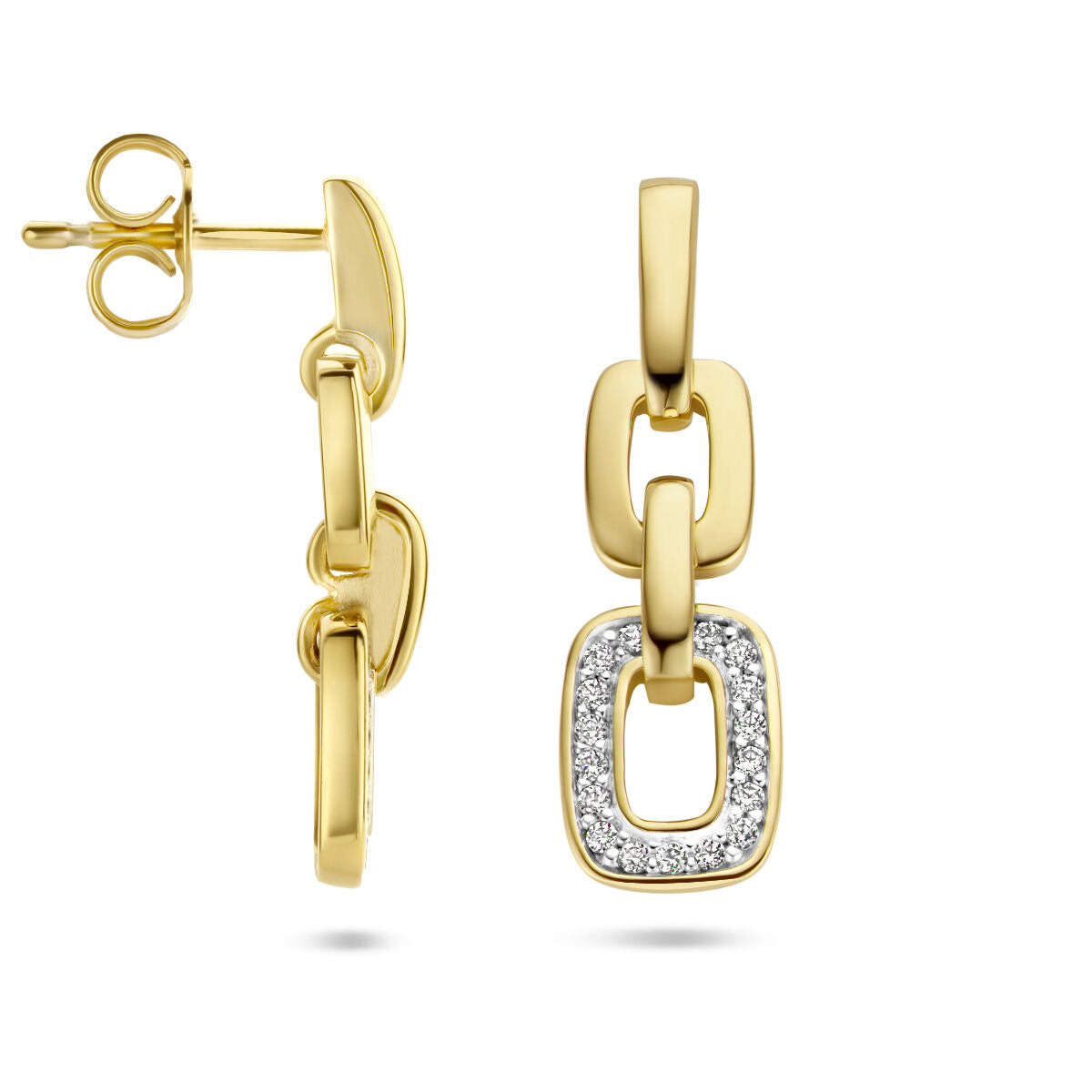 boucles d'oreilles maille diamant 0.13ct (2x 0.065ct) h si or jaune 14K
