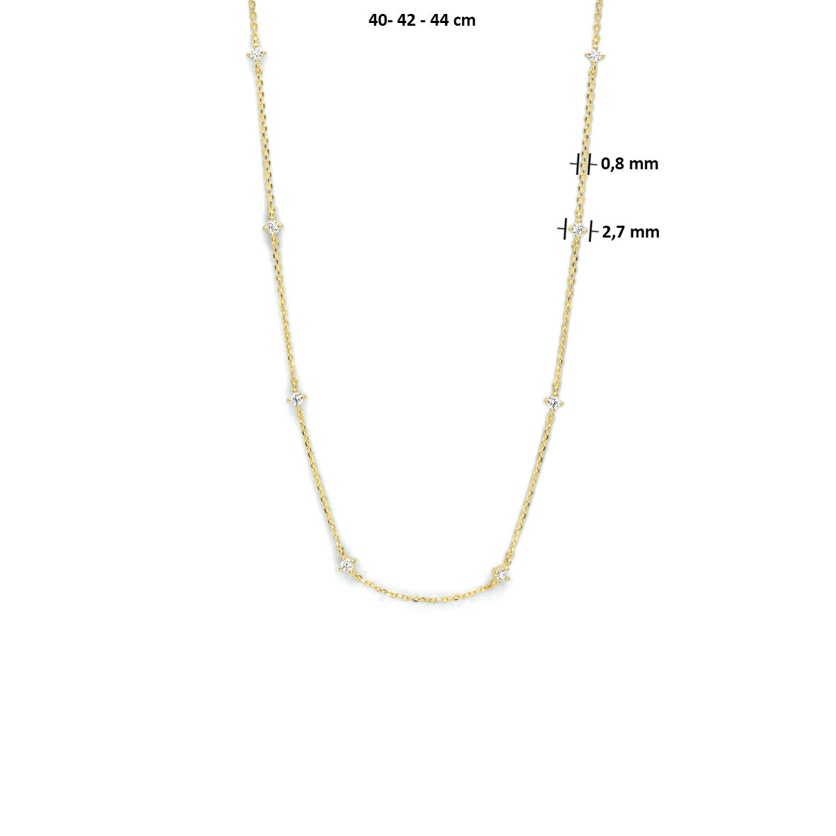 collier zircone 40 - 42 - 44 cm or jaune 14K