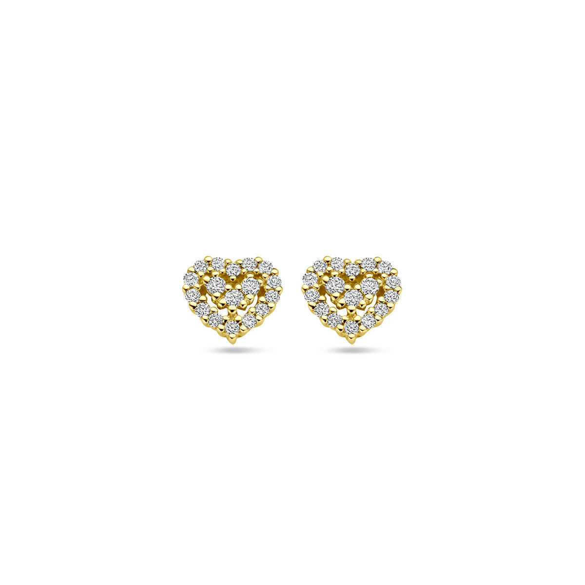 puces d'oreilles cœur diamant 0.16ct (2x 0.08ct) h si or jaune 14K