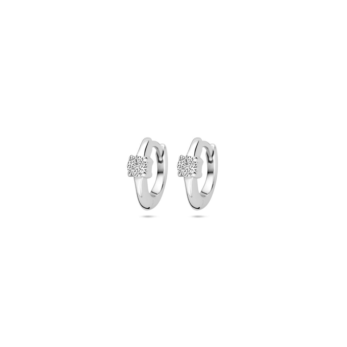 Boucles d'oreilles en argent rhodié de 10 mm avec zirconia.