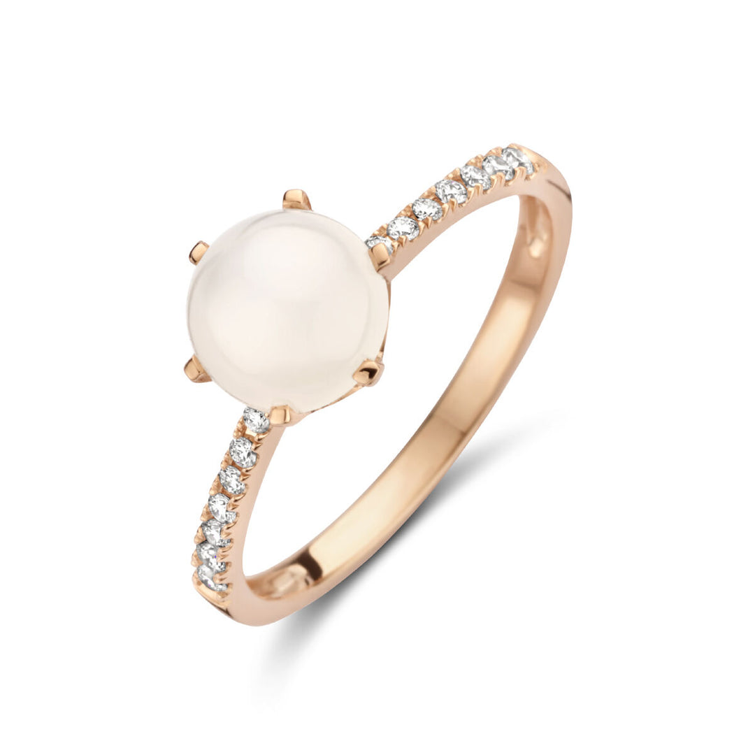 ring maansteen en diamant 0.06ct h si