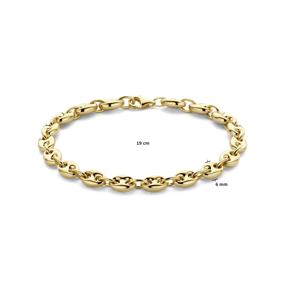 bracelet grain de café 6 mm 19 cm 14K or jaune