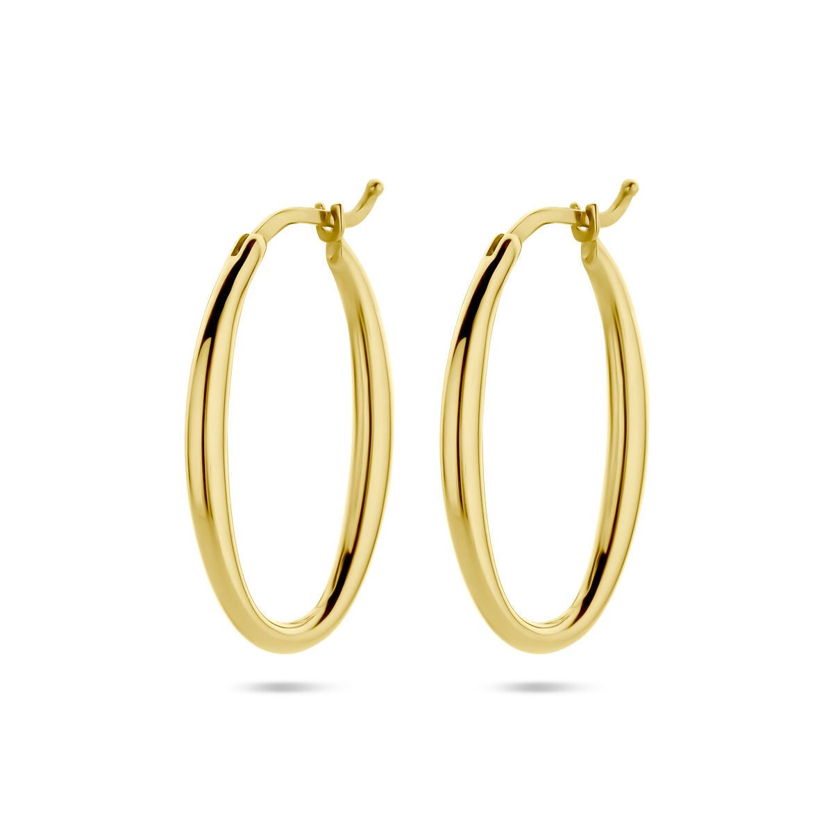 Boucles d'oreilles ovales en or jaune 14 carats.