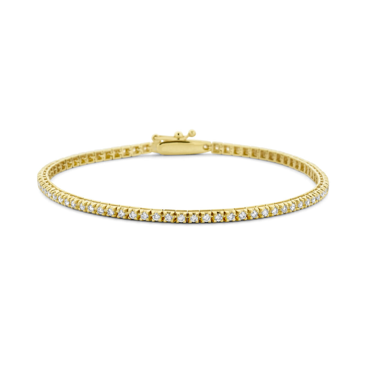 Bracelet en or jaune 14K avec diamants lab grown de 1,00 ct, 2,0 mm de largeur, longueur de 17,5 cm.
