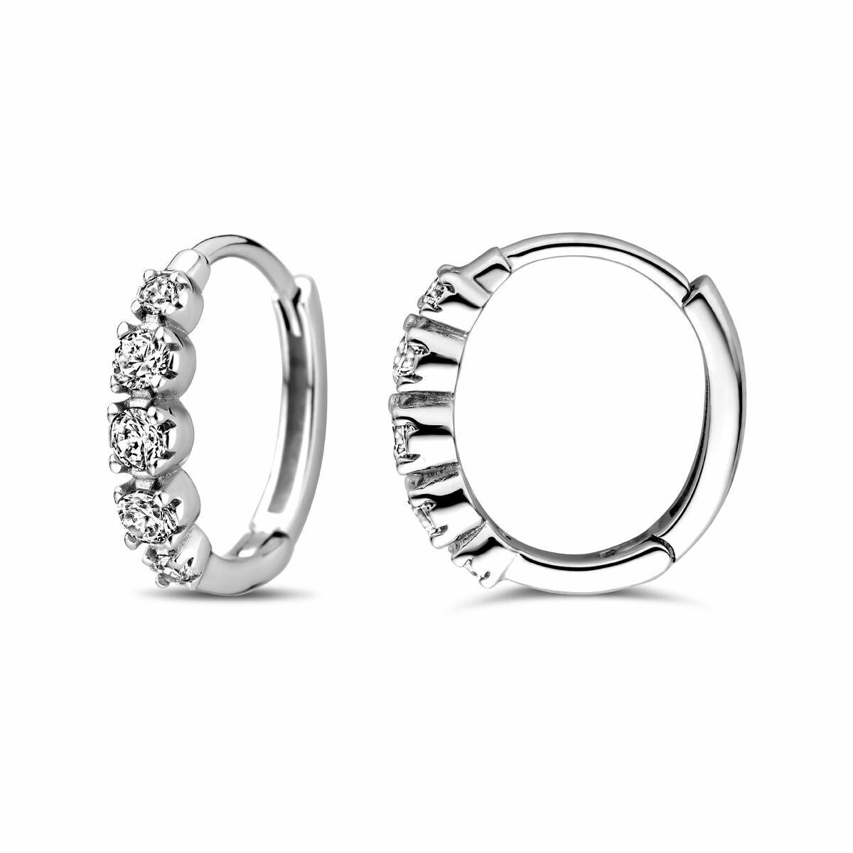 créoles zircone 14 mm argent rhodié