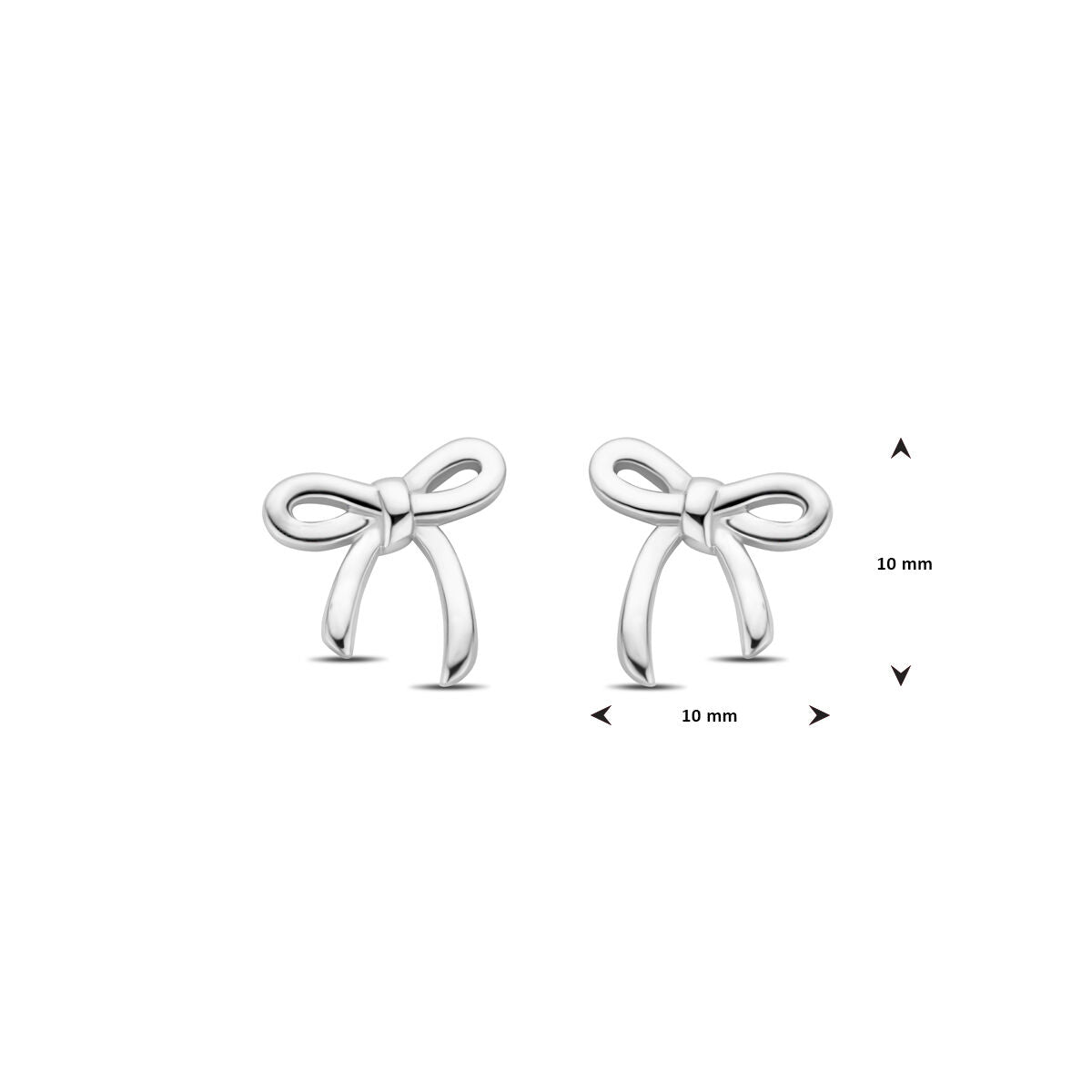 puces d'oreilles nœud 10 mm argent rhodié