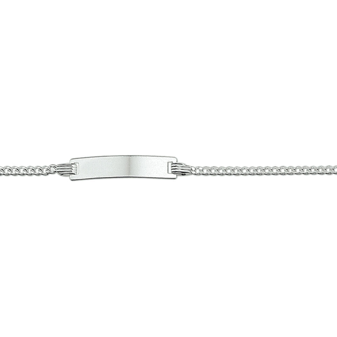 Bracelet gourmette avec plaque rectangulaire polie de 4,2 mm.