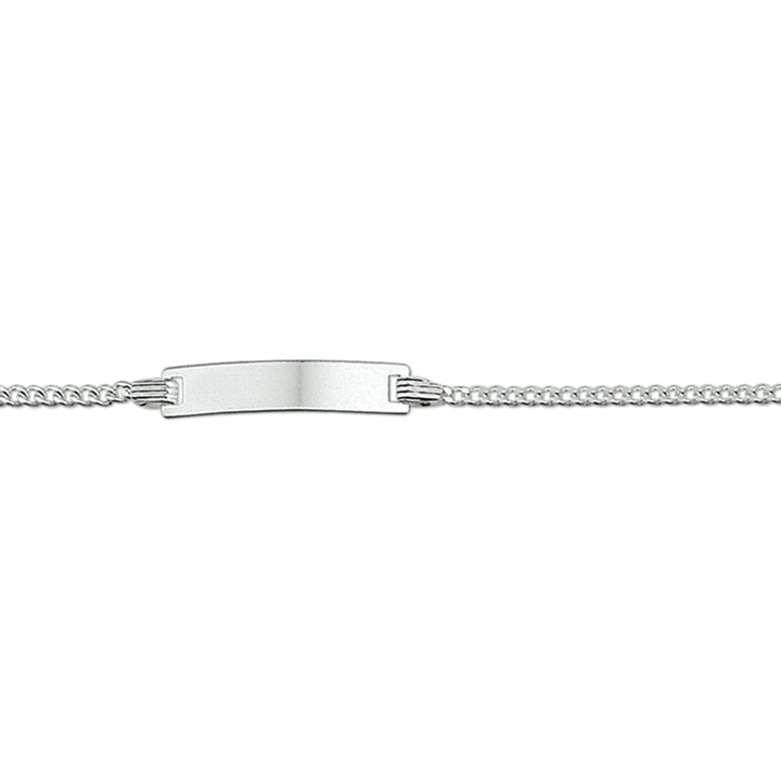 Bracelet gourmette avec plaque rectangulaire polie de 4,2 mm.