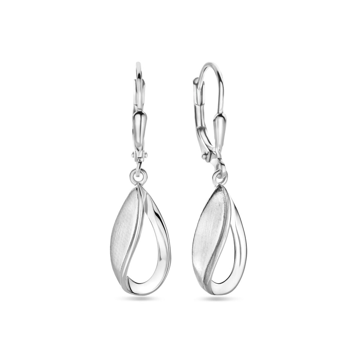 boucles d'oreilles goutte brisur crochet poli/mat 33 mm argent rhodié